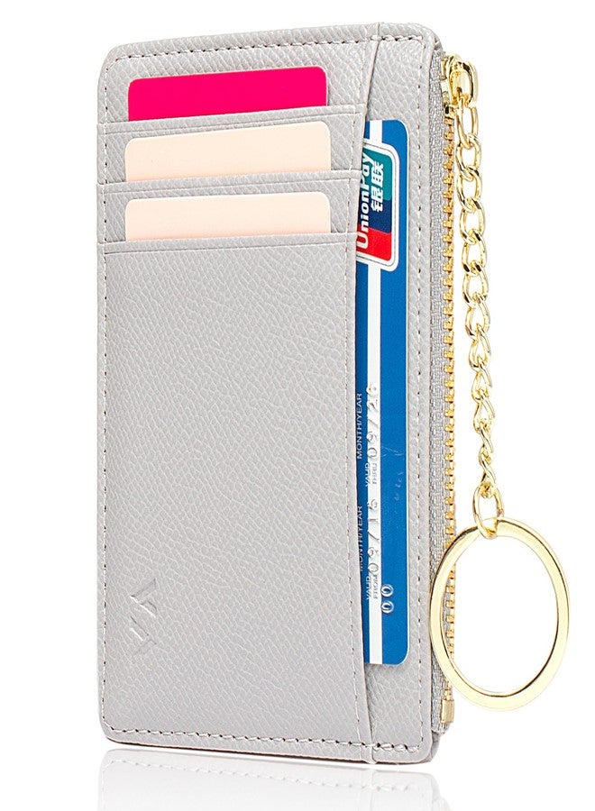 Valentoria Minimalist Small Leather Card Holder Pocket Wallet Womens Coin Purse Handbag (Gray) - Image 4